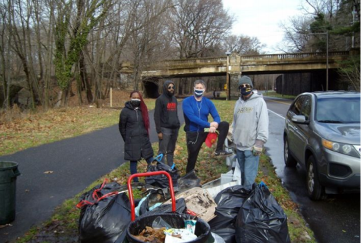 Cobbs Creek Ambassador Clean up Along Cobbs Creek Park in 2020.